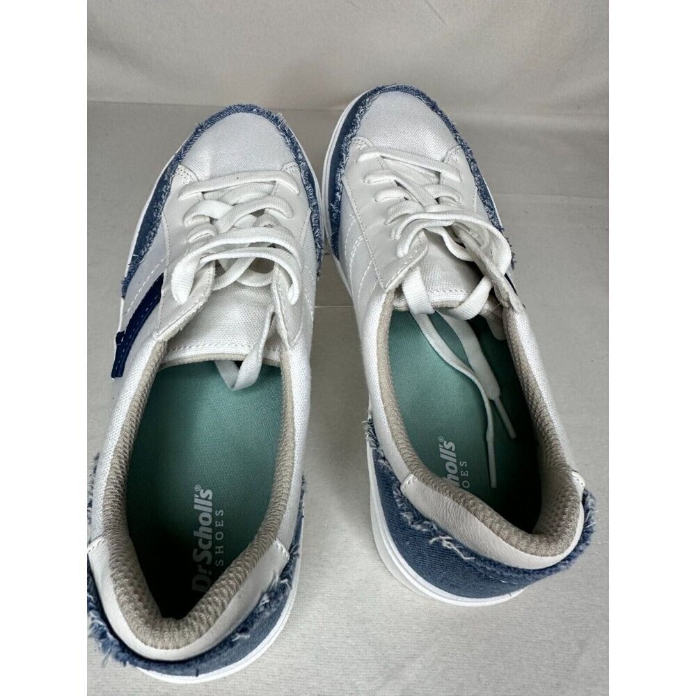 Dr. Scholl's Madison White Lace Fashion Sneaker Women's 9.5 Denim applique NWOT - Picture 5 of 10